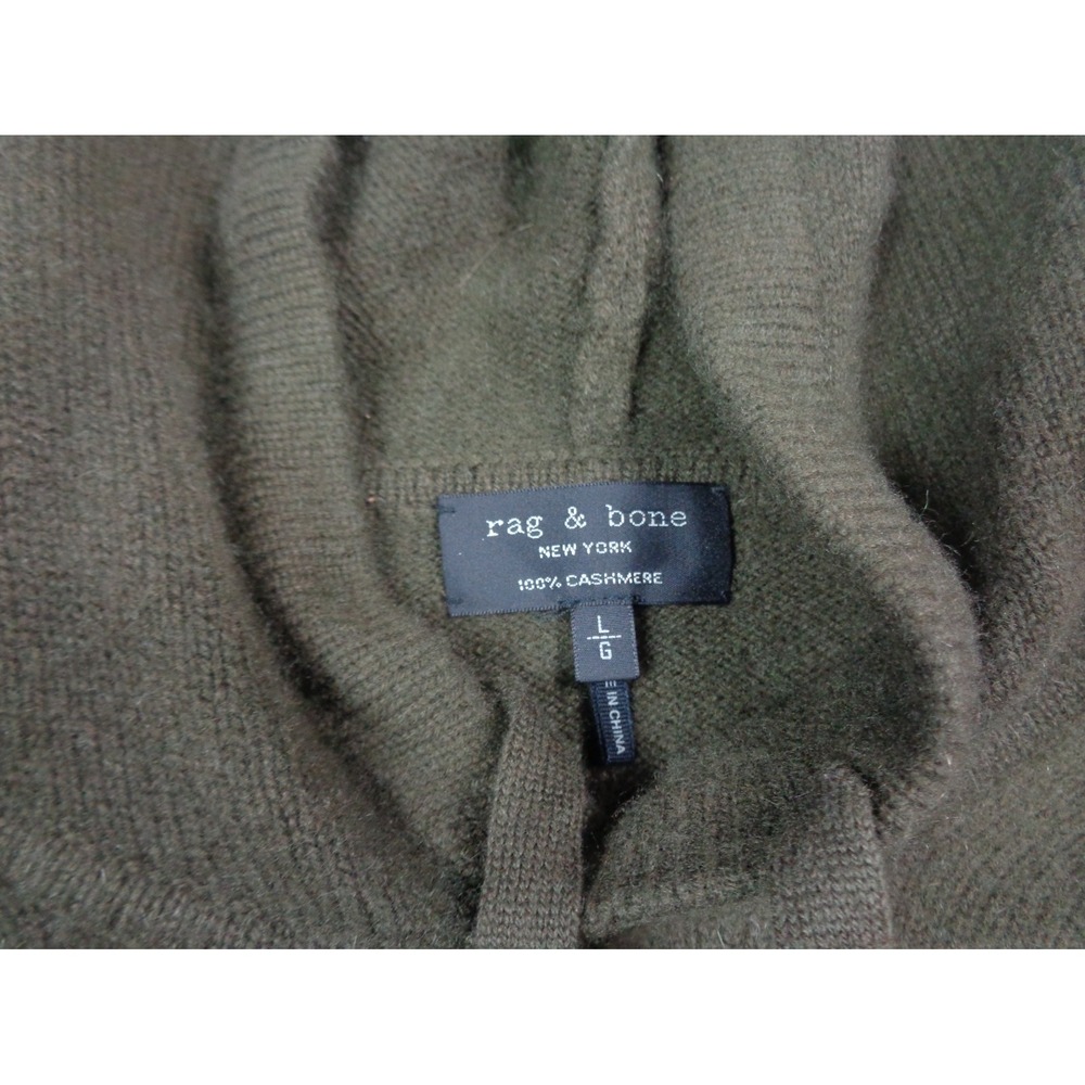 Rag & Bone Hoodie Men's L Green Olive Cashmere Pullover Knit Long Sleeve - Picture 7 of 11